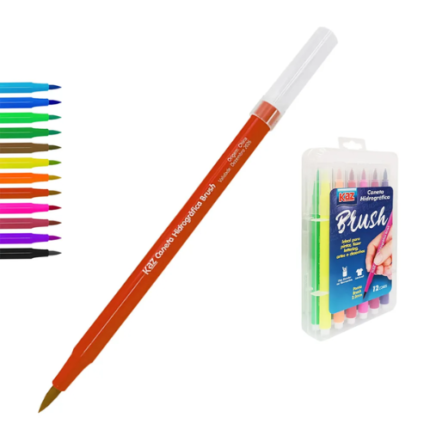 CANETA HIDROG. 12 CORES BRUSH - KAZ .I.