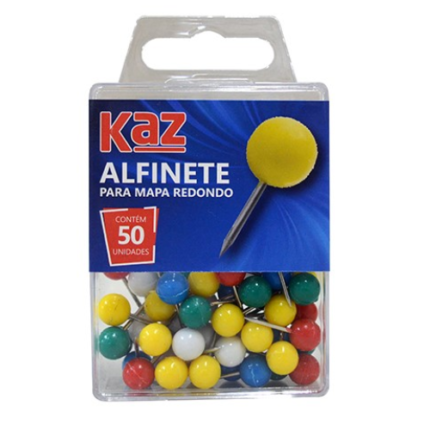 ALFINETE P.MAPA REDONDO SORTIDO C.50  KAZ