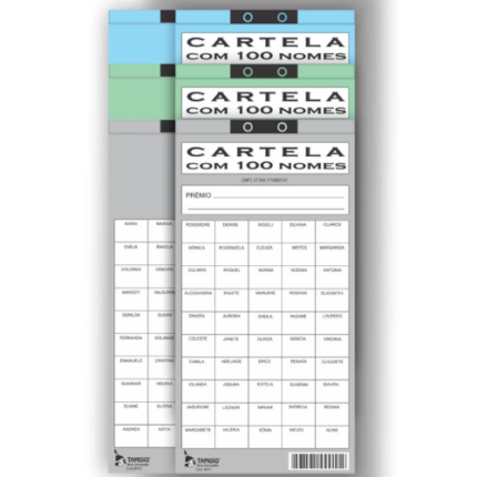 CARTELA DE RIFA C/100 NOMES