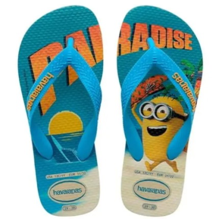 HAVAIANAS KIDS MINIONS BEGE PALHA/TURQUES 33/4 1UN
