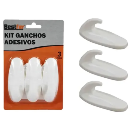 BF GANCHO C/ADESIVO KIT 3PCS