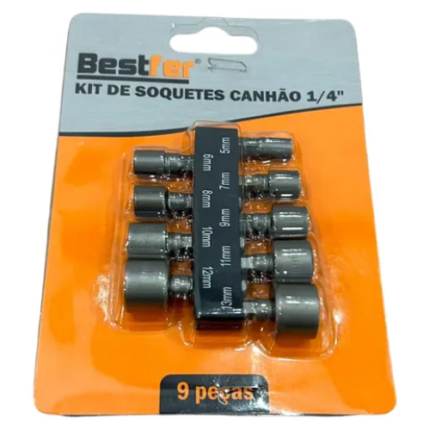 BF KIT SOQUETE CANHAO 1/4 (09 PCS)