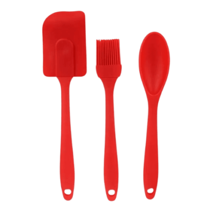 KIT DE COZINHA SILICONE VERM 3PCS COLHER /PINCEL /ESPAT.
