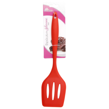 ESPATULA DE SILICONE VAZADA 28,5 X 7,7 X 3,5CM VERMELHO