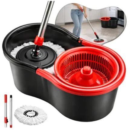 KIT BALDE 9 L COM CESTO E MOP GIRATORIO DE PLAST. E ESFREGAO DE MICROFIBRA