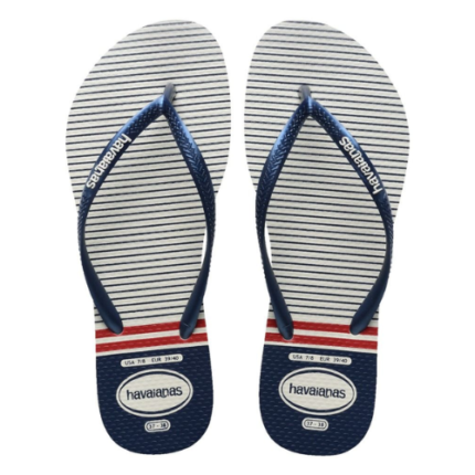 HAVAIANAS FEM SLIM NAUTICAL BCO/MAR/VERM 37/8 1UN