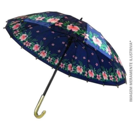 GUARDA CHUVA ESTAMPADO CABO DOURADO AUTOMATICO DE PLASTICO
