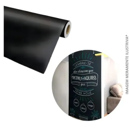 PAPEL ADESIVO LOUSA PRETO 45CMX2M