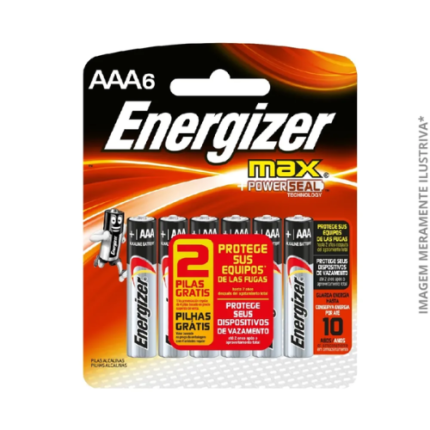 PILHA ENERGIZER MAX-SM-PALITO AAA6 4